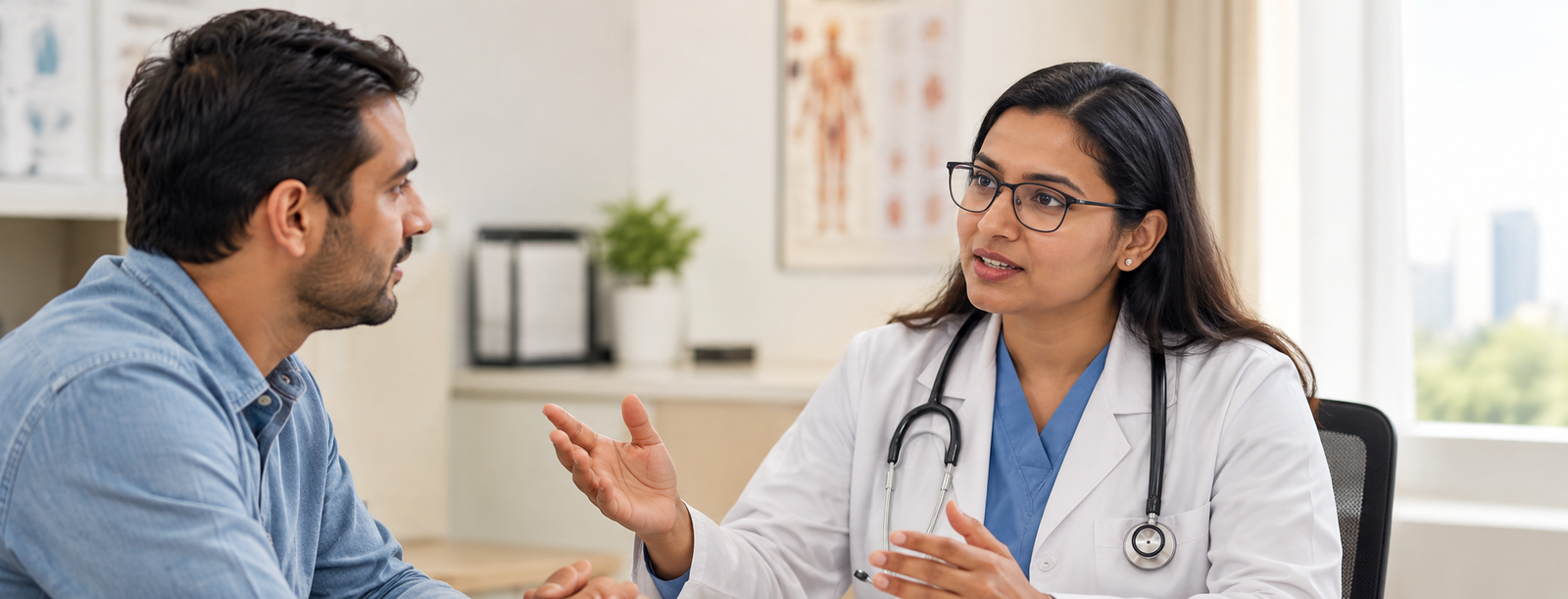 Patient speaking with a doctor